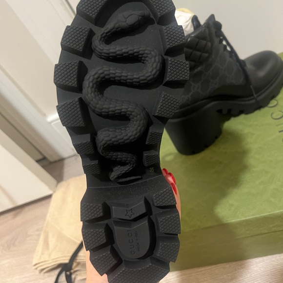 Gucci Women's GG Platform High Block Heel Ankle Boots NEW SZ 35 - Picture 8 of 10